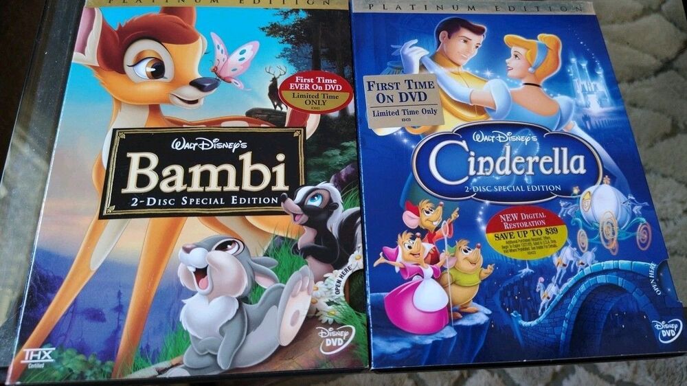 2 Walt Disney's DVD Platinum Edition Bambi & Cinderella 2 Disc Special Edition